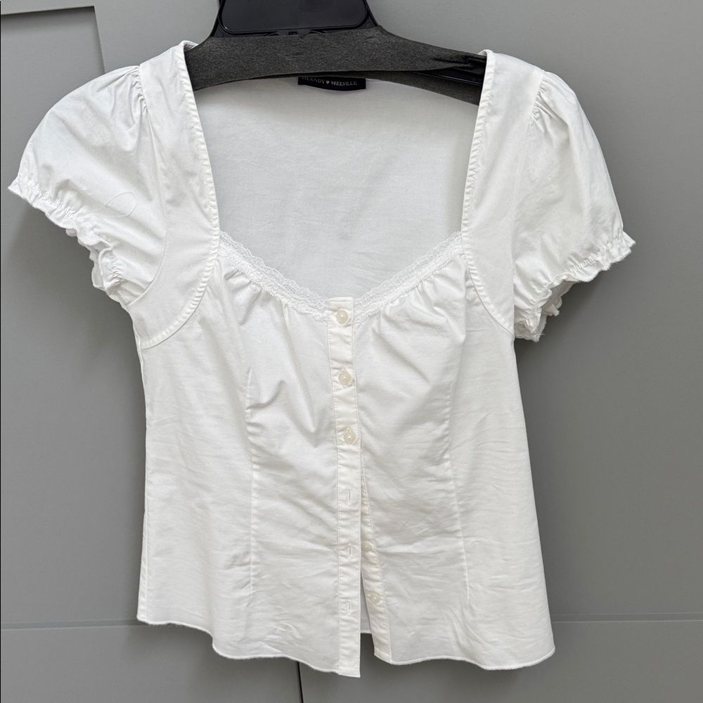 Brandy Melville Cream Button-Up Blouse